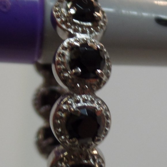 Unbranded Stainless Steel Black Spinel & Sparkling CZ Hoop Earrings Apx 1.5" 10G - Picture 8 of 13